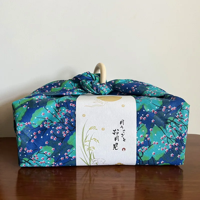 Japanese Handkerchief Furoshiki Concise Printed Bento Wrapping Cloth Square Dust Cover Tablecloth Gifts Package Kerchief