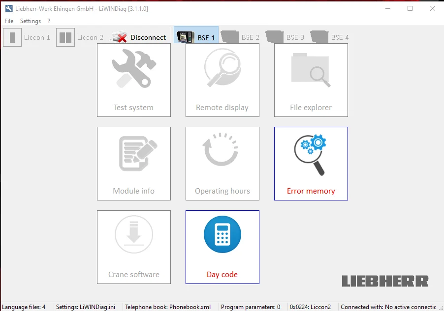 EPC-SOFTWARE Liebherr Liccon 1 & 2 LiWinDiag, LiCanDiag ,LiQuiD E-Mail ,LSB Geberinfo OP Manager Modulinfo,Day Code Calculator view 4