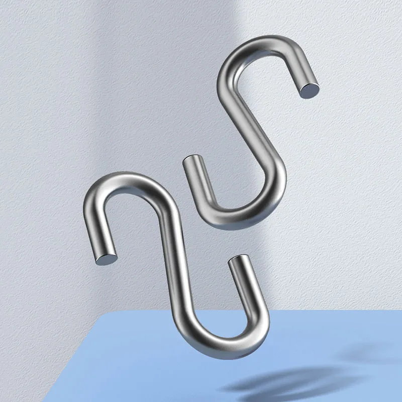 1-50Pcs 304 Stainless Steel M2 M3 M4 M5 M6 M8 M10 S Hooks Connectors Metal Wire Hangers For Hanging Jewelry Key Ring Chain Tags