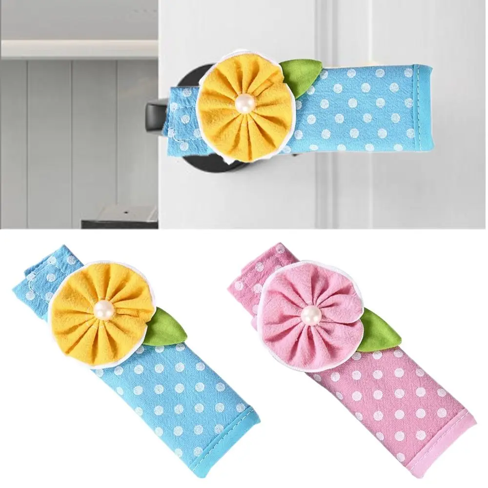 Floral Handle Cover Anti Static Dustproof Refrigerator Cabinet Door Handle Cover Non-slip Thicken Cotton Door Knob Gloves