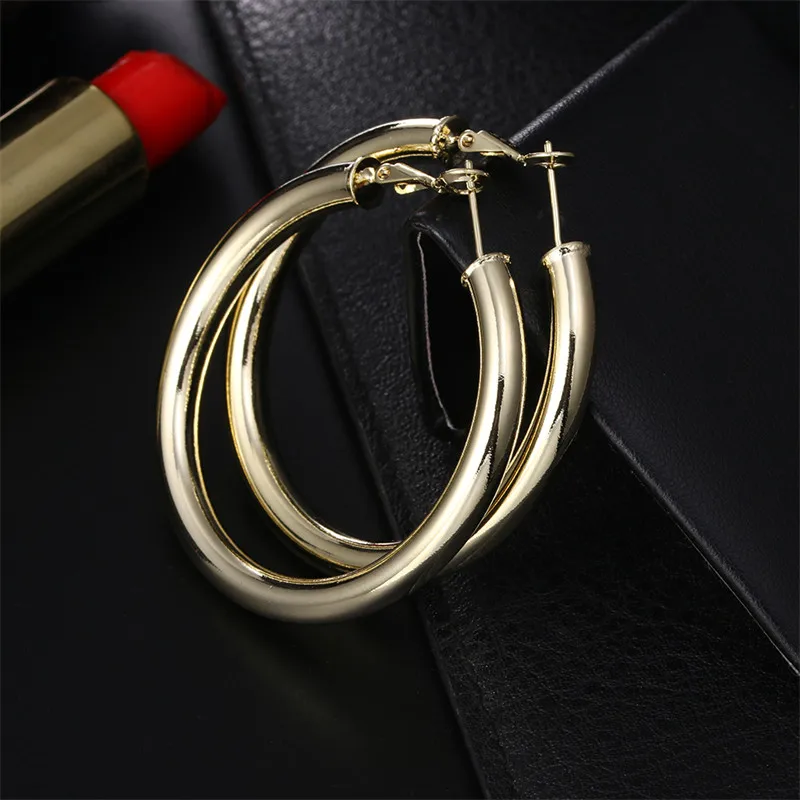 

925 Sterling Silver & 18K Gold Round Hoop Earrings - Simple, Fashionable, Women's, Christmas Gift, Charm Jewelry