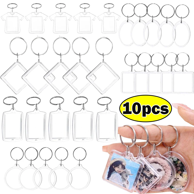 

1/5/10PCS Clear Tassels Acrylic Photo Frame Keychain Photo Insert Keyrings Blank Rectangle for Double-Sided Photos DIY Supplies