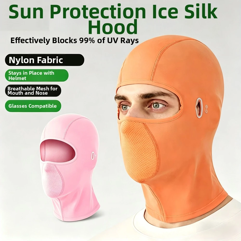 Quick Dry Balaclava Face Mask Breathable with Glasses Hole Full Face Mask Sun Protection Ice Silk Bandana Hood Riding Cycling