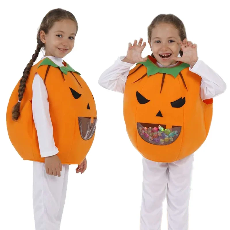 RT01 ฟักทองตลกกับ Candy Pocket คอสเพลย์แฟนตาซีเด็กชายหญิงเสื้อผ้าการ์ตูนฮาโลวีนเครื่องแต่งกายปลอมตัวเด็ก * Jk2