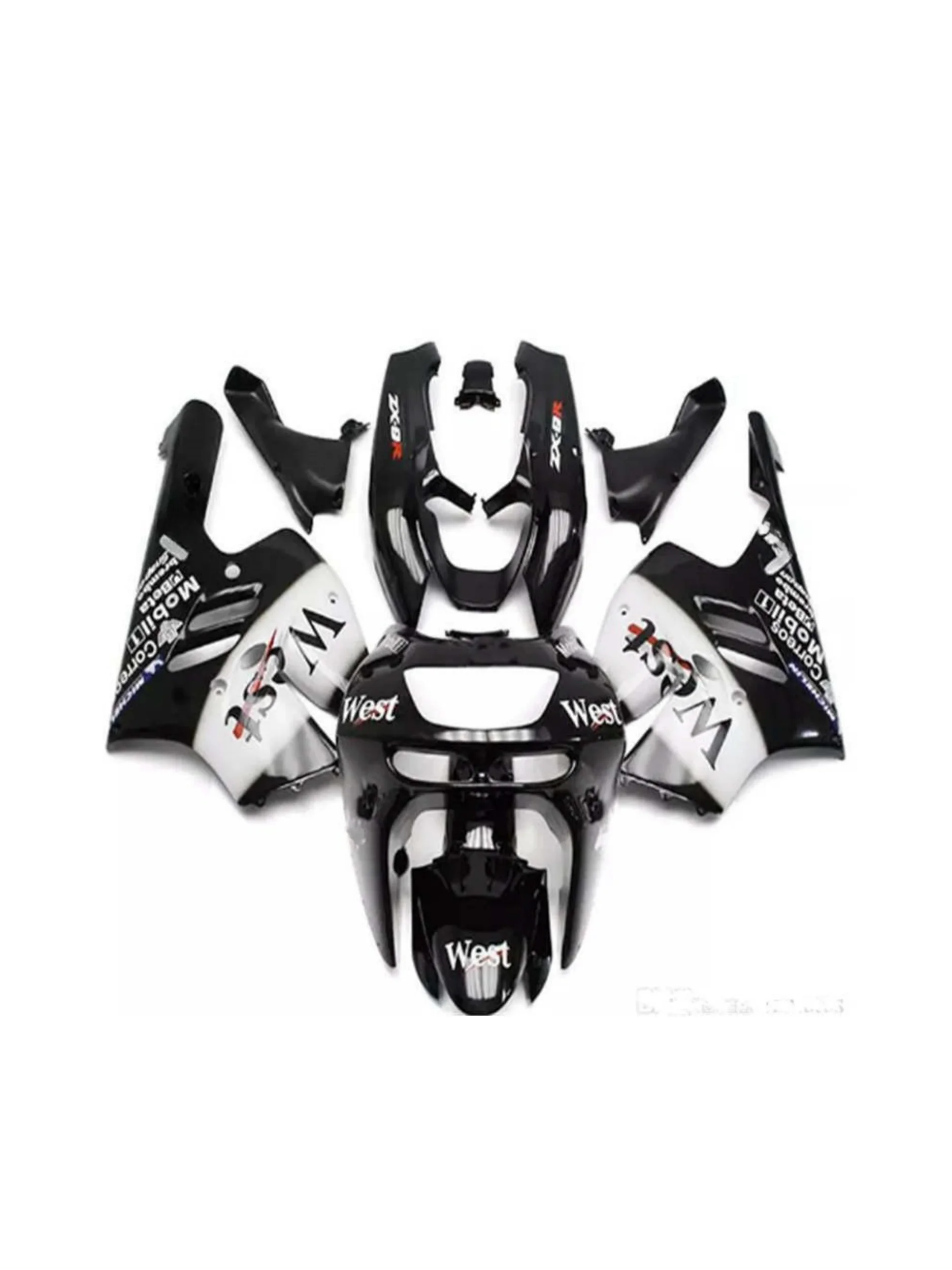 ABS Plastic fairing WEST for ZX9R 1994 1995 1996 1997 white black ZX 9R 94 95 96 97 motorcycle Fairing 1994-1997