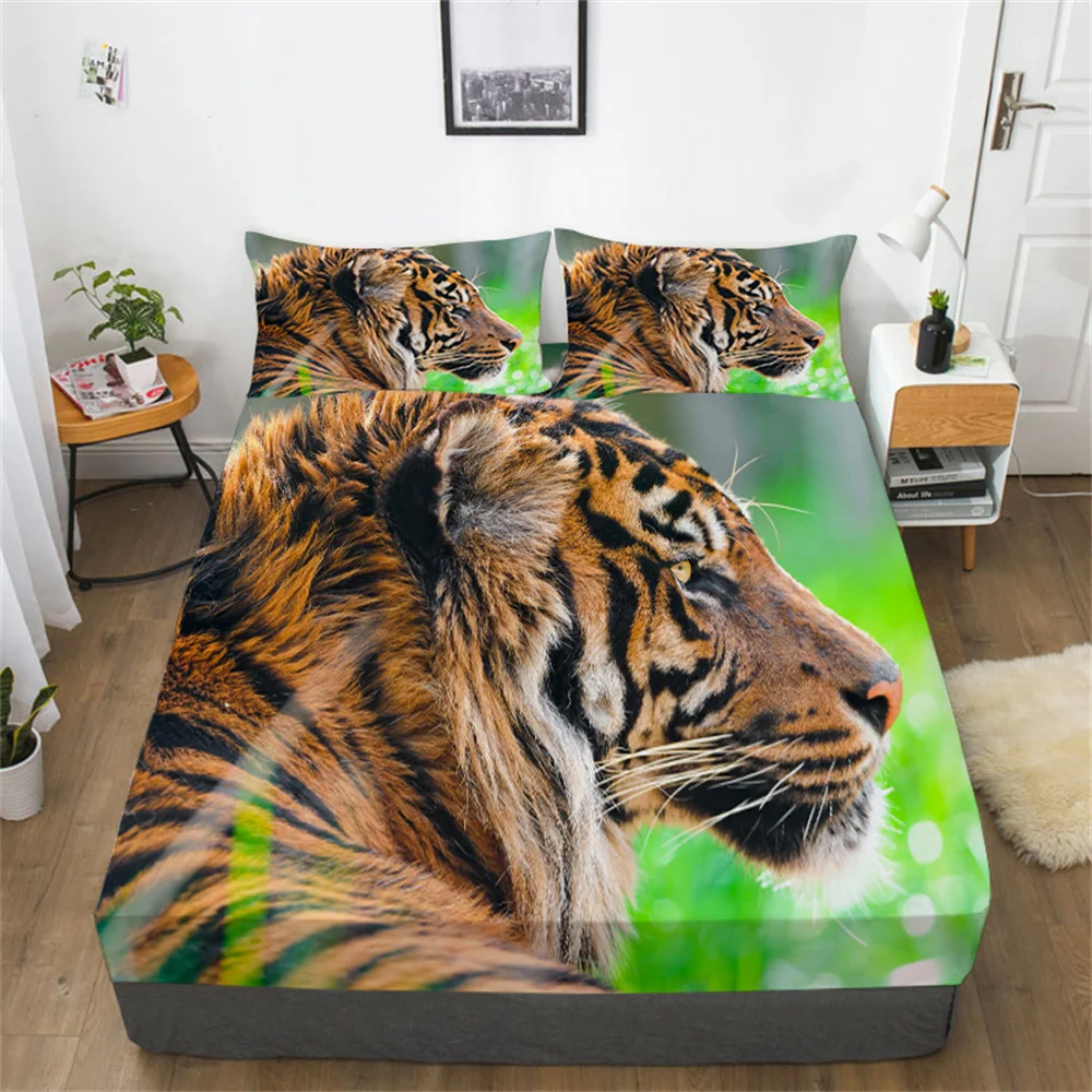 Tiger 3D Comforter Cover Set Teens Children Twin Bed Sets Home Bedclothes Beds Sheet Suit Quilt Duvet Covers Fitted Sheets