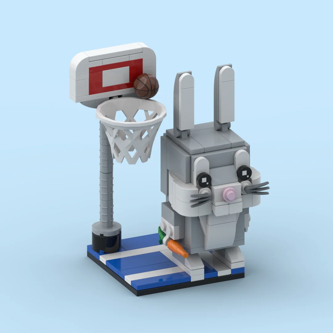 

MOC Cute Rabbit Basketball Player Building Blocks, Cartoon Animal DIY Assembly Brick Toy, Educational Creative Gift for Kids Boy