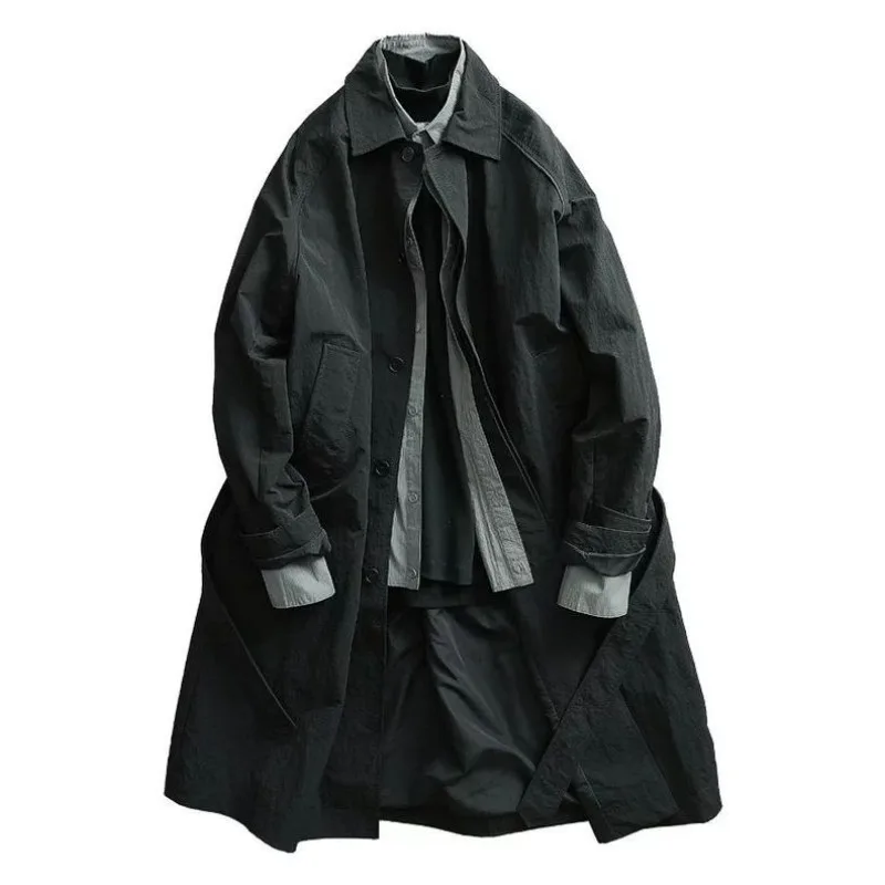 

SuperAen Spring and Autumn New Korean-style Simple Single-breasted Polo Collar Trench Coat Casual Fashion Long Coats