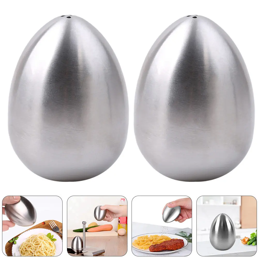 2Pcs Premium Stainless Steel Egg Seasoning Container 3 Hole Uniform Pour Design Portable Spice Jar for Kitchen Dining Table
