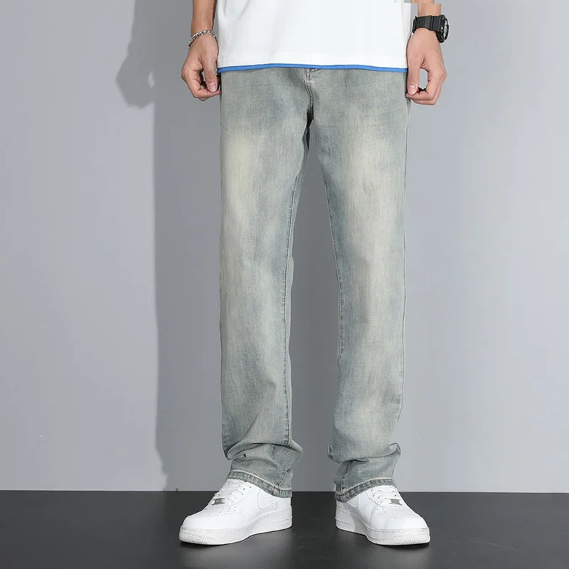 2023 Thin Summer Fashion Brand Jeans Men's Loose Straight Pants Versatile Casual Stretch