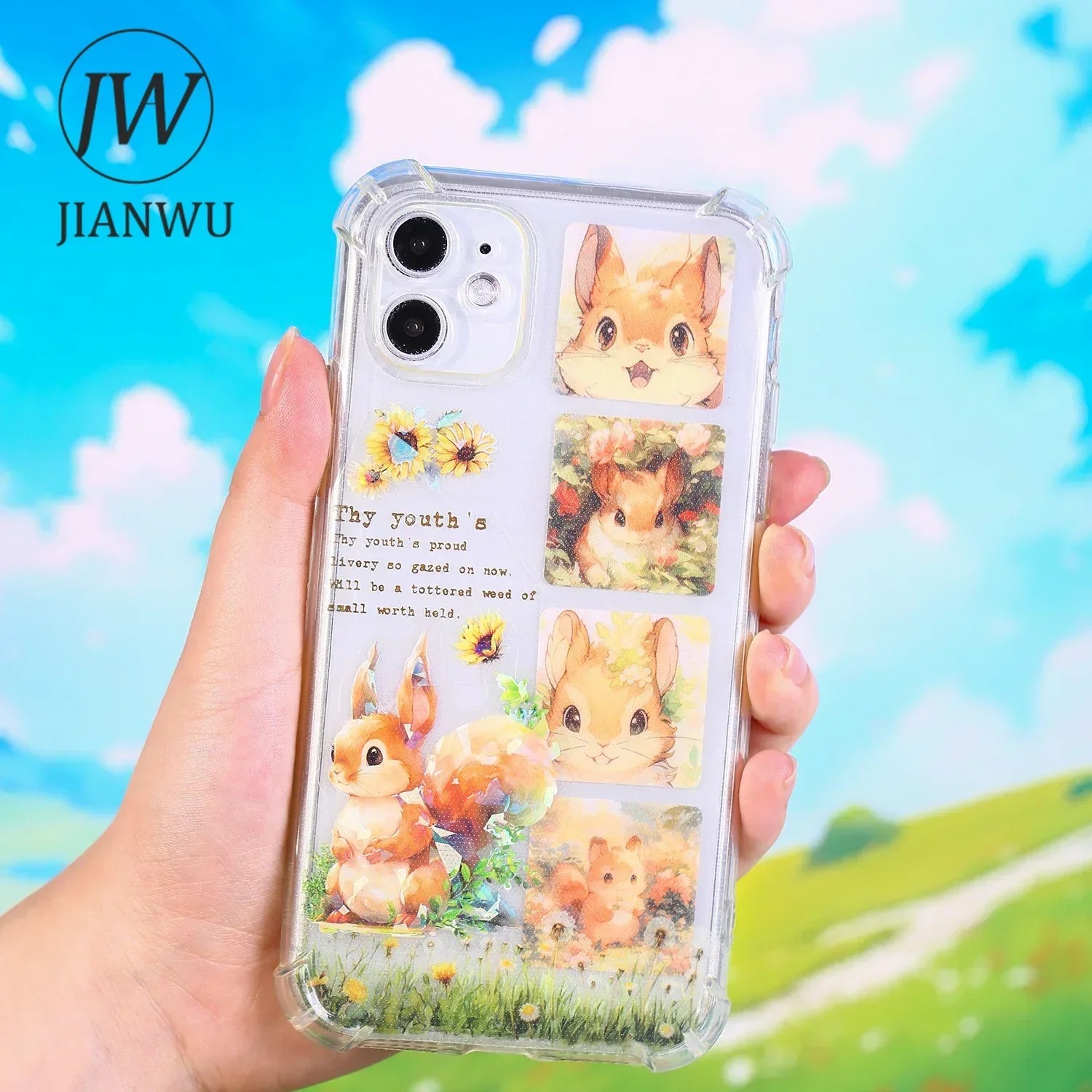 JIANWU 34mm*200cm Flower Small Animals Series Kawaii Cats Material Collage Waste Washi Tape Creative DIY Journal Stationery