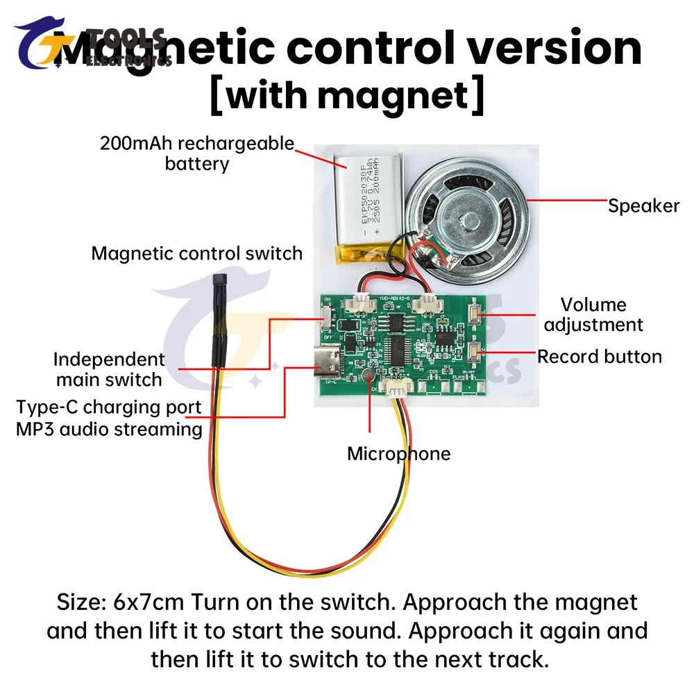 Modulo audio registrabile USB Memoria da 8 M Chip di riproduzione di registrazione fai-da-te per biglietti d'auguri parlanti Giocattolo audio Regalo di compleanno