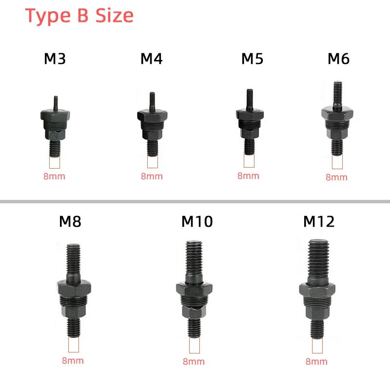 M3-M12 1/4-20 Manual Nut Rivet Gun Nose Assembly Piece Hand Riveter Tool Head Tips Mandrel Alloy Steel Pull Rod Nuts