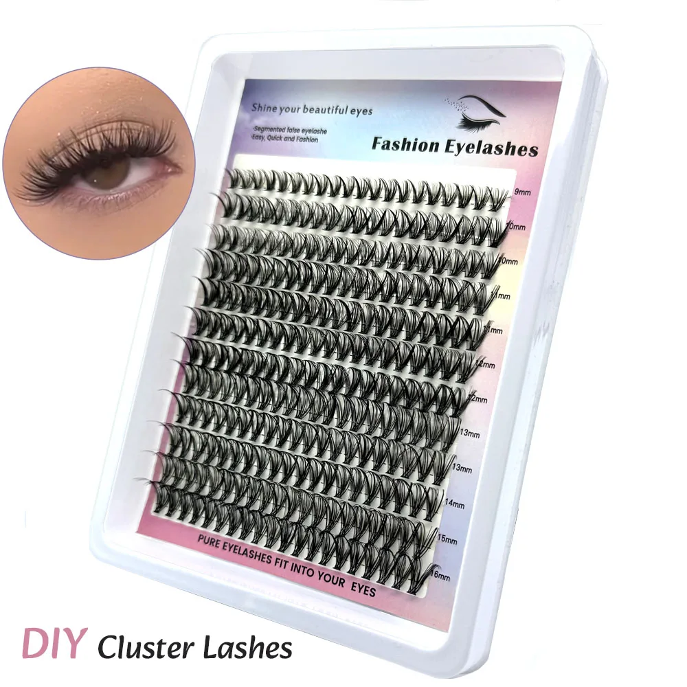 

12rows 240pcs 9-16mm Mixed Tray Individual Cluster Lash Extensions Soft Natural DIY Lashes Thick Volume Fake Eyelash Long