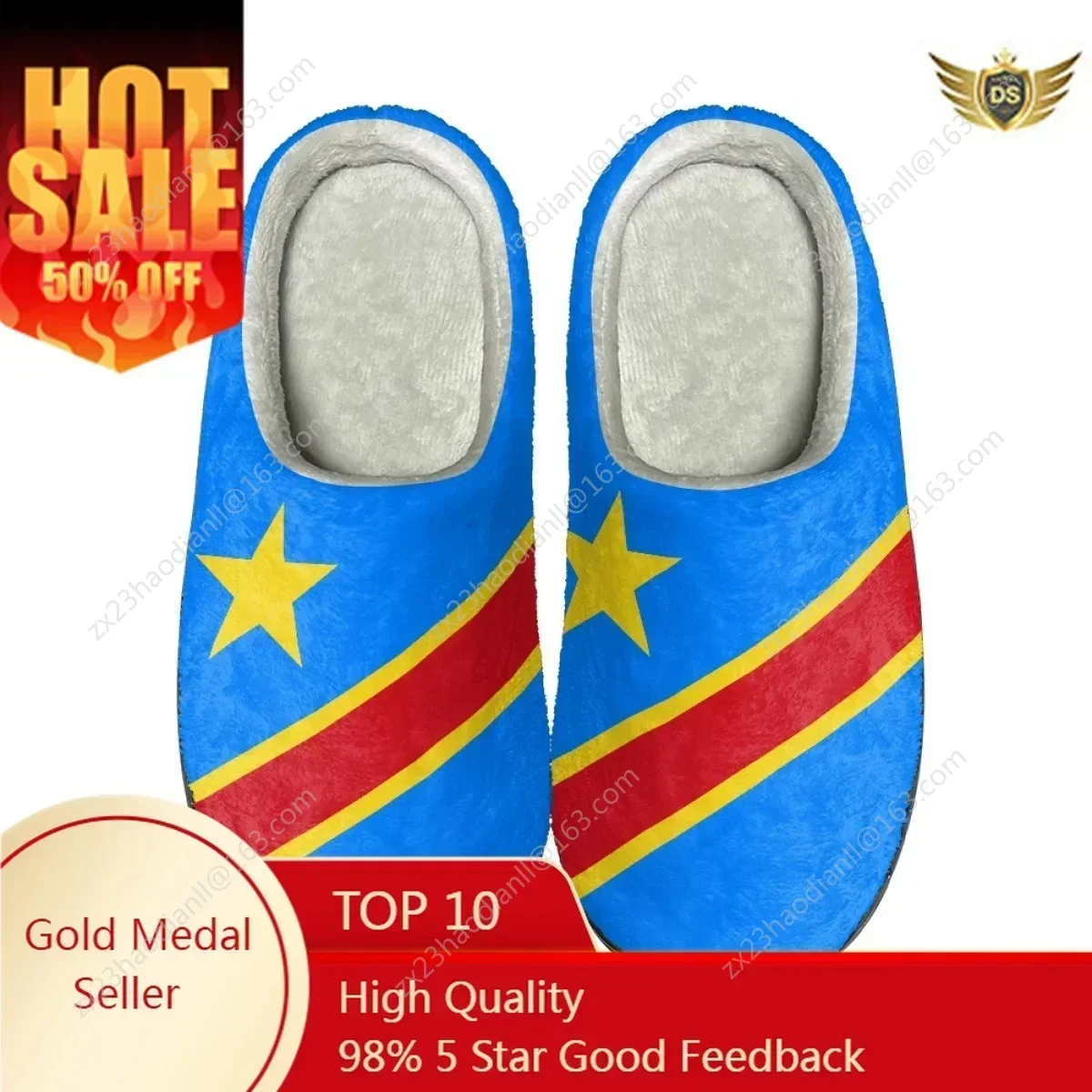 New Congo Flag Design Winter Footwear Women Flat Indoor Home Non Slip Slides Dropshipping Versatile House Warm Cotton Slippers