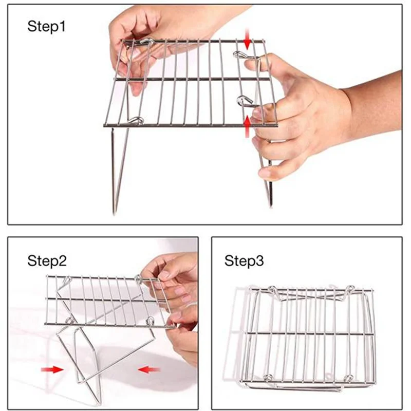 شواية تخييم صغيرة محمولة من ABYM مناسبة للسفر والبقاء على قيد الحياة، الحجم الموسع: 18 × 16 × 12 سم #3