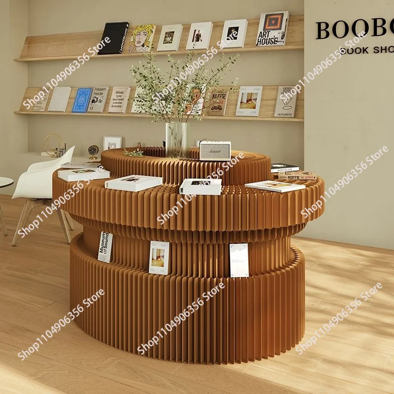 Foldable Lightweight Display Stand, Creative Round Exhibition Showcase, Retail Display Counter for Trade Show Decor