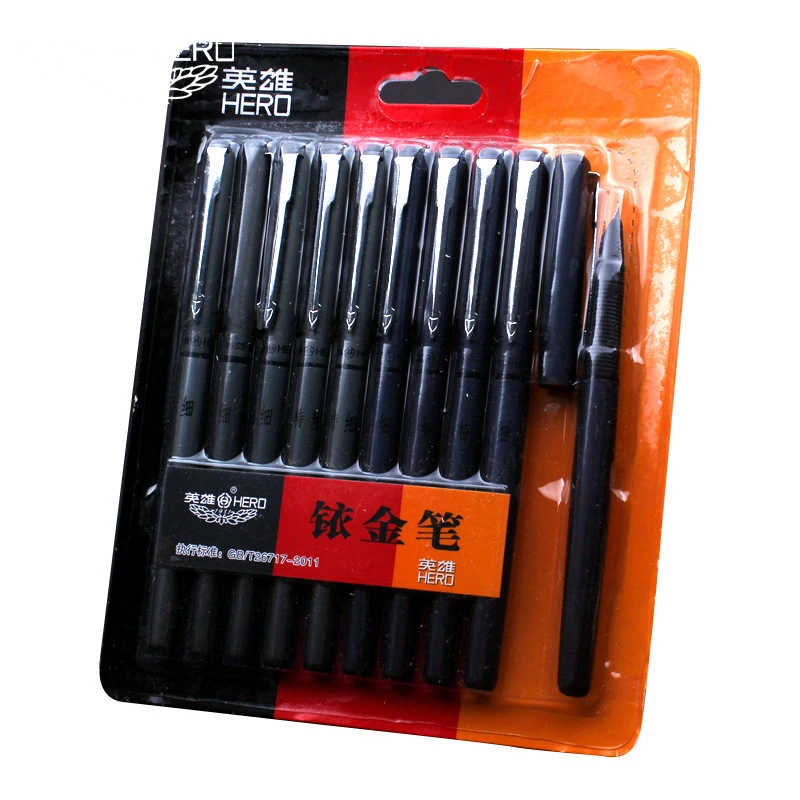 5 Pcs Hero 3266 0.5mm & 0.38 mm Iridium Nib Steel Fountain Pen Ink Pen For Business Writing Gift Pen