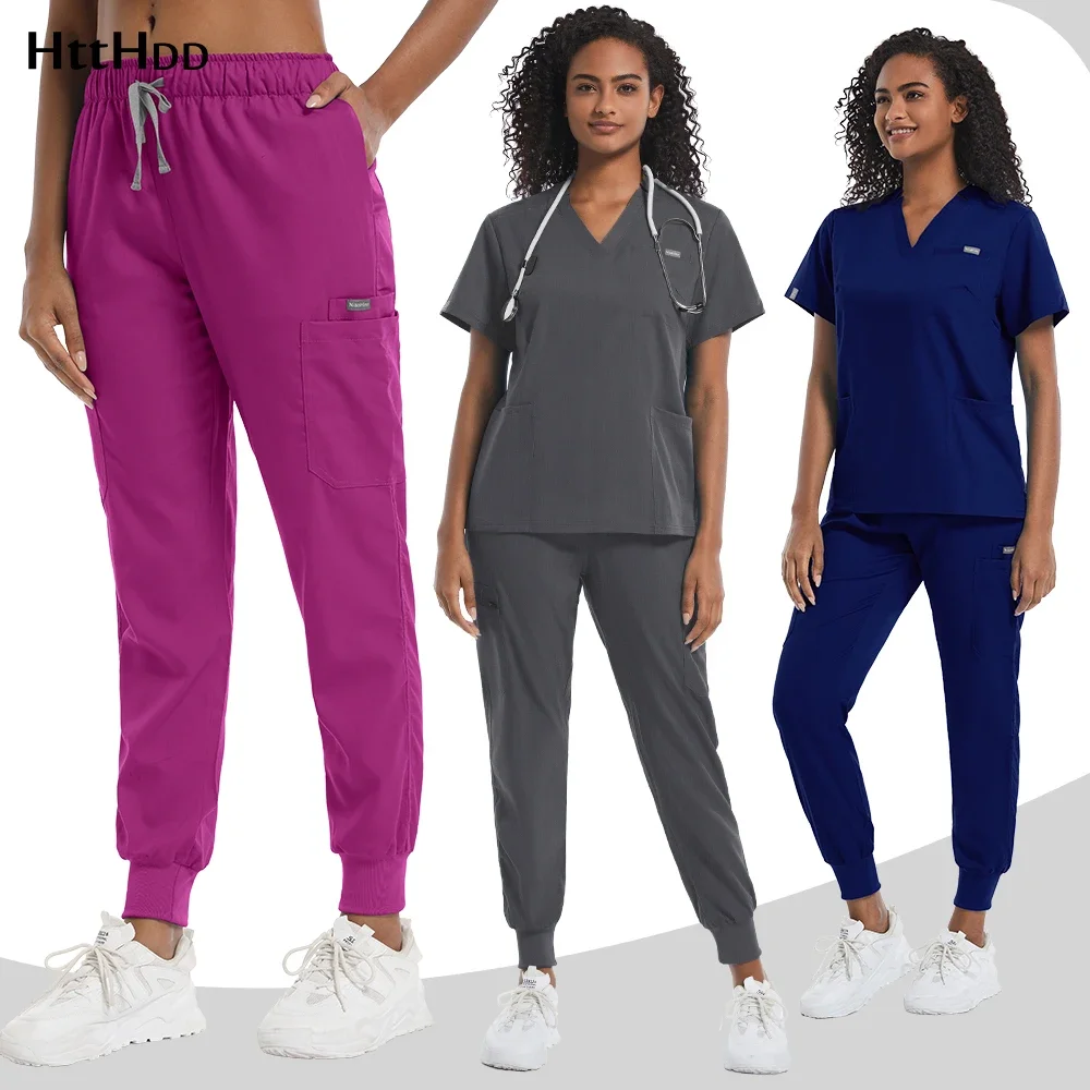 

Scrubs Women Unisex Doctors Nurses Veterinarians Scrub Sets Nursing Nanny Work Clothes Elastic Comfortable Medical Uniform Suit