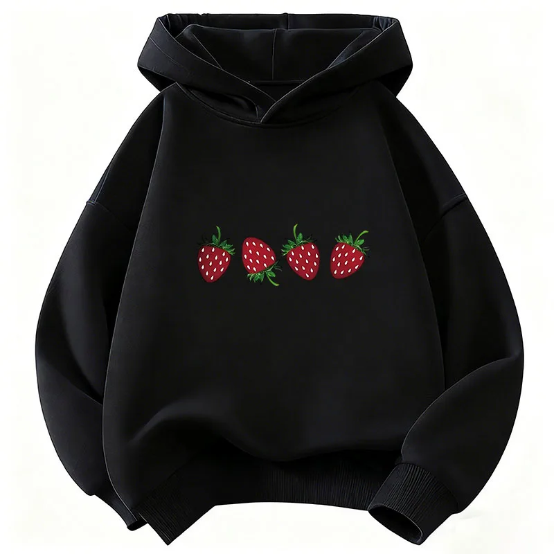 Fashion Sweet Strawberry Printed Hoodie Kids Children's Sweatshirt Hoody Casual Hoodies Y2k Boys Girls Clothes