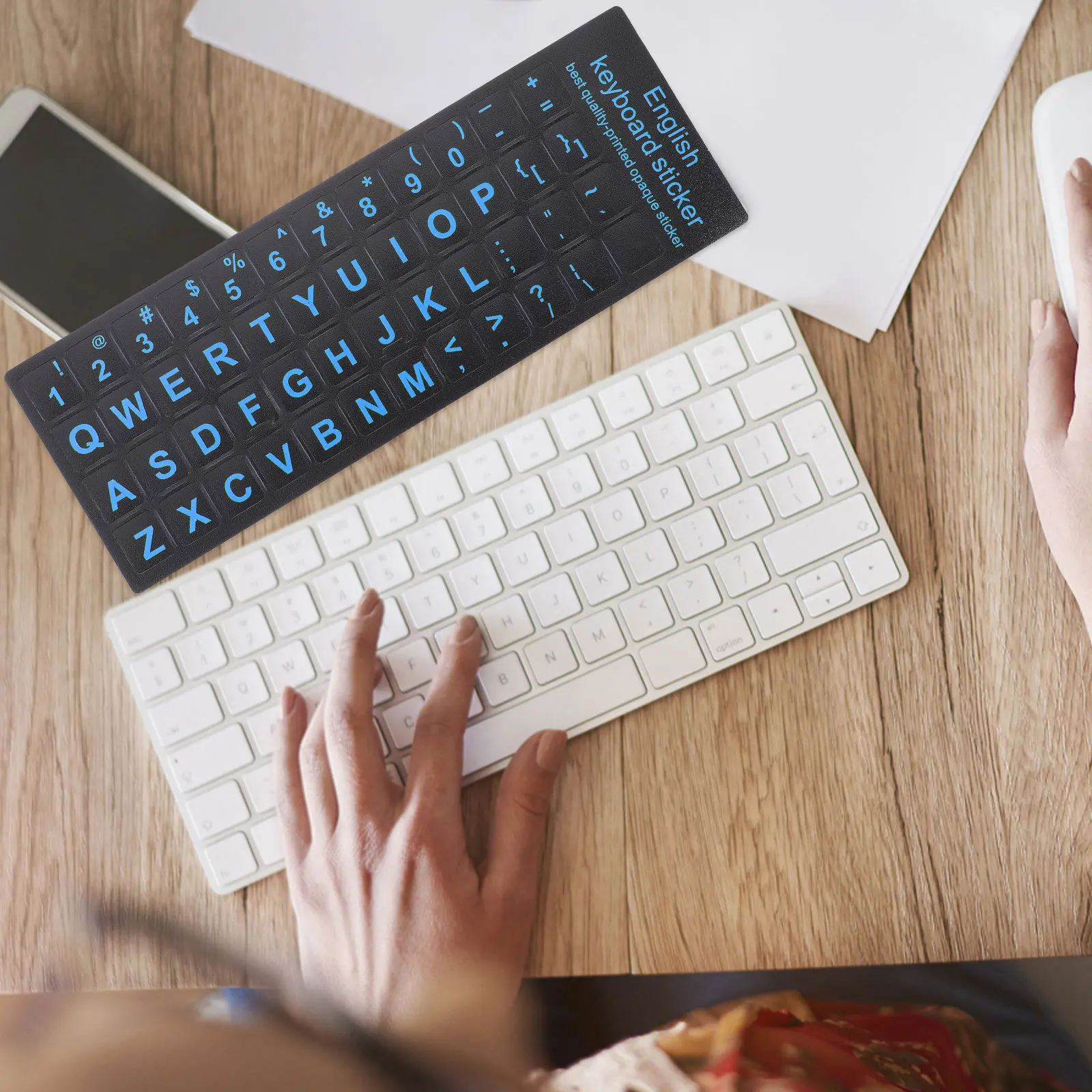 

6Pcs Keyboard Sticker Replacement Blue English Font Computer Keyboard Letter Stickers for Laptop Notebook Accessories