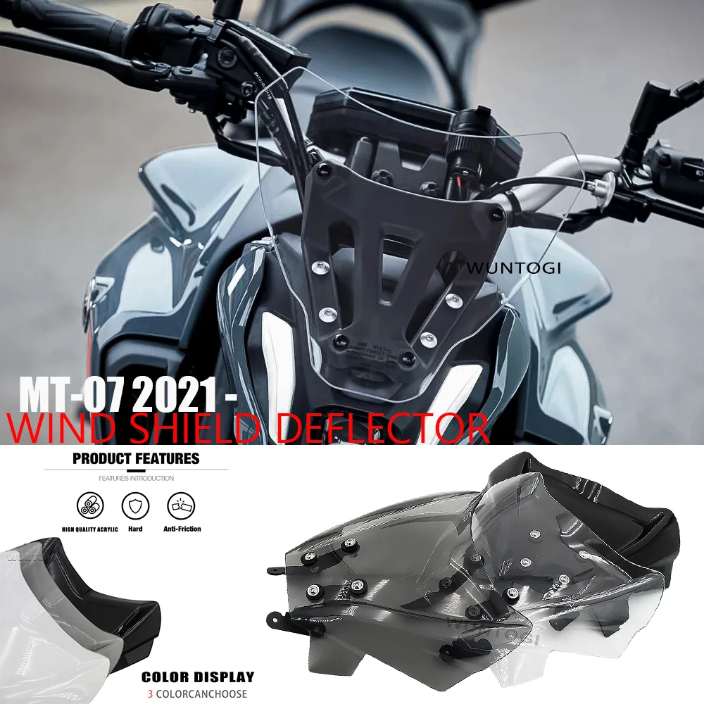 

MT07 Accessories Windscreen Deflecto For YAMAHA MT07 MT-07 MT 07 2021 New Sport Screen Acrylic Deflector Windshield