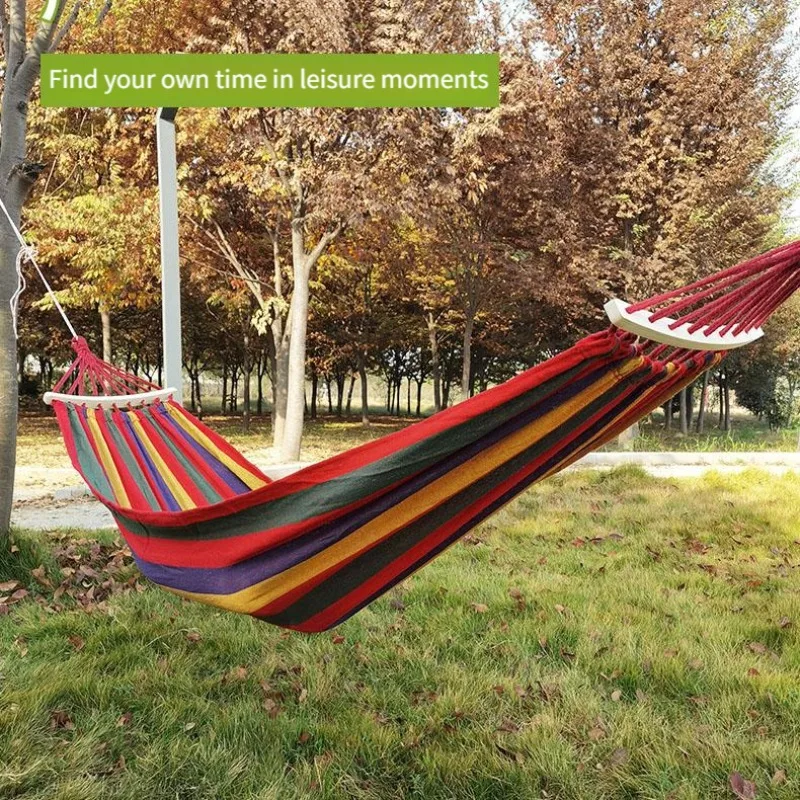 Cotton Hammock Portable Camping Suspended Sturdy Garden Hammock Comfortable Fabric Hammock Outdoor/indoor Terrace Backyard image 6