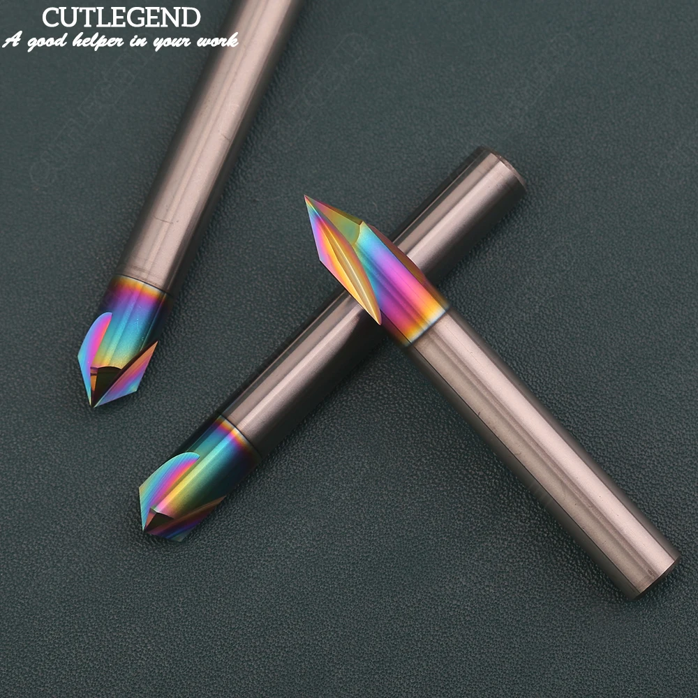 Imagem -06 - Chanfro Fresa 60 90 120 Graus Flautas Carboneto Canto Escareador Chanfrar Moinho Rebarbar Borda Roteador v Hrc58