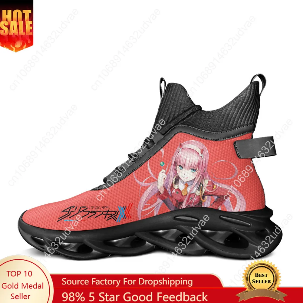 

DARLING in the FRANXX Высокие кроссовки на плоской подошве Мужские и женские спортивные кроссовки Кроссовки на шнуровке Сетчатая обувь Обувь на заказ