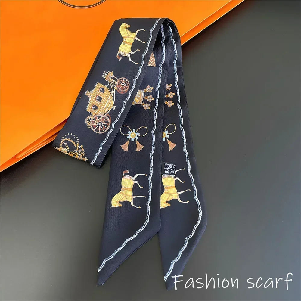 1PC Korean Summer Luxurious Check Female Decoration Twill Long Ribbon Binding Bag Silk Ribbon Hair Belt Hot Selling Small Scarf