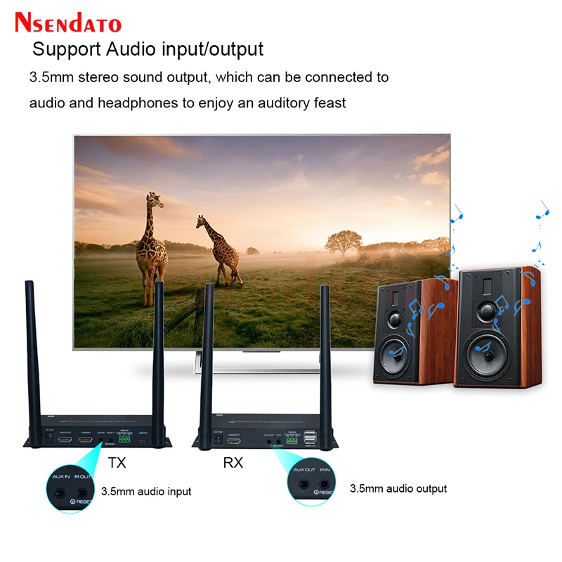 Kit de receptor y transmisor inalámbrico de vídeo HDMI, 4K, 60Hz, 100M, UHD, HDMI, USB, KVM, conmutador, extensor para ratón, teclado y Monitor