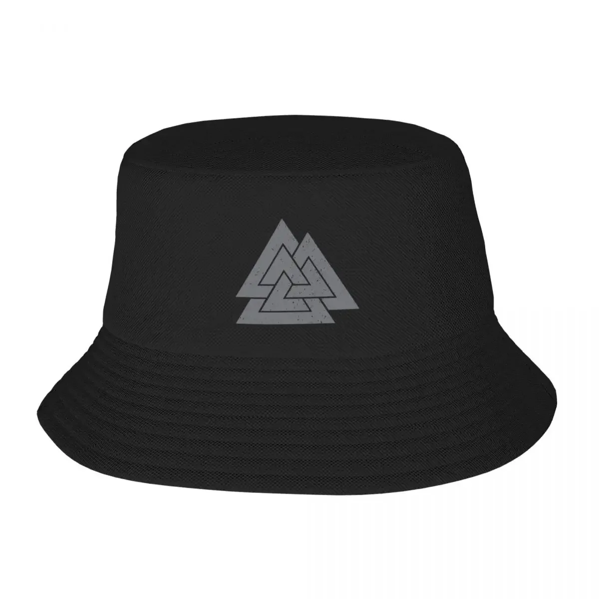 Valknut Symbol (Grey on Black) Bucket Hat Big Size Hat Custom Cap Caps Male Women's