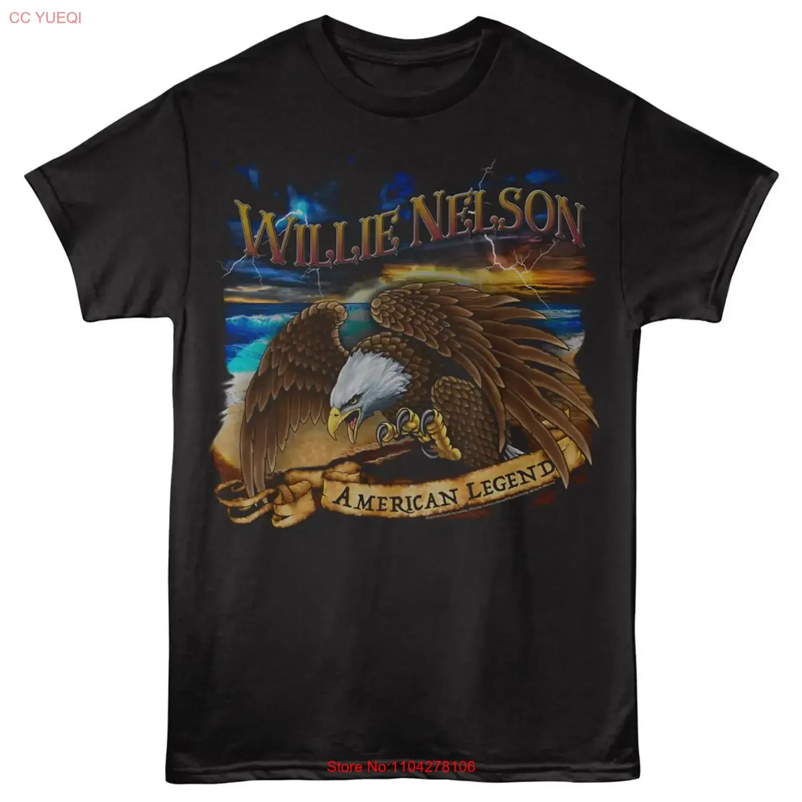 Willie NelsonAmerican Legend Lightning Eagle Men's T Shirt Outlaw Country Music vintage Washed Versatile Soft streetwear Unisex