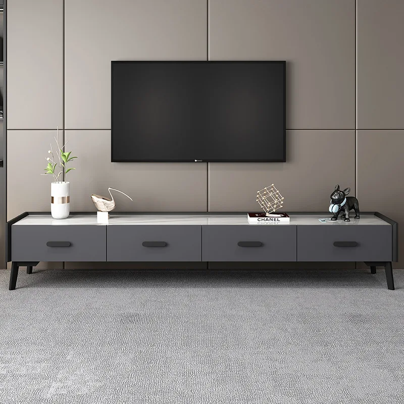 معالجة مخصصة التلفزيون روك بلاطة تلفزيون خزانة ضوء طاولة القهوة الفاخرة أثاث غرفة المعيشة شقة صغيرة تلفزيون خزانة أرضية #2