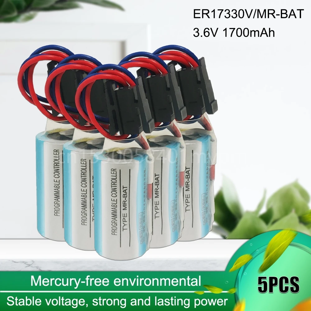 

5PCS New Original ER17330V/3.6V ER17330V ER17330 3.6V 1700mAh MR-BAT PLC Servo Li-ion Batteries with Plugs