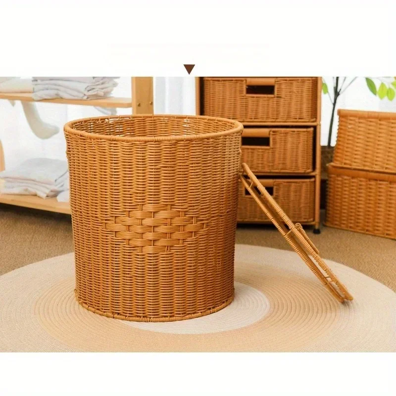 

Office storage buckets woven from rattan, living room toy and miscellaneous storage baskets, dirty clothes baskets