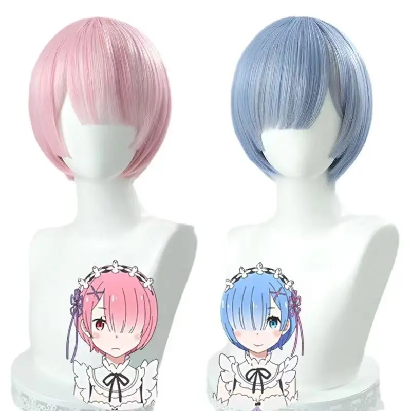 Parrucca cosplay anime - Versione per adulti e bambini, Capelli Anime Lolita, Capelli gemelli blu rosa, Fibra sintetica di alta qualità