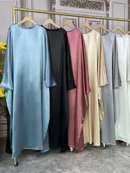 Abaya de satén para mujer, vestido largo musulmán de Ramadán Eid, Turquía, Islam, caftán Kebaya, Túnica marroquí