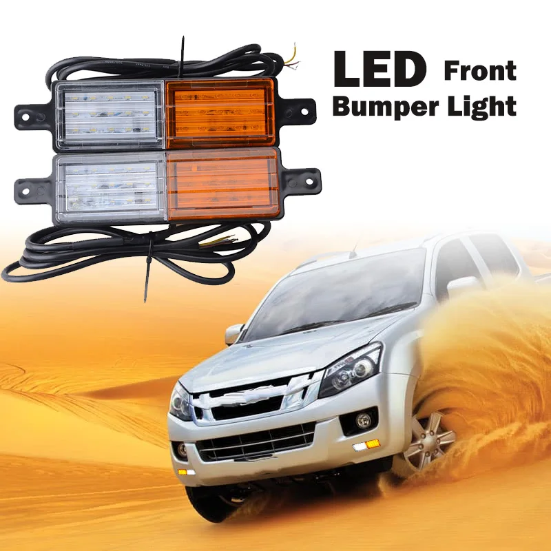 Car LED Front Bumper Light Turn Signal Lamps Fog Light DRL Fit For Tow Pickup Truck RV Van Off-road Car Bull Bar Indicator