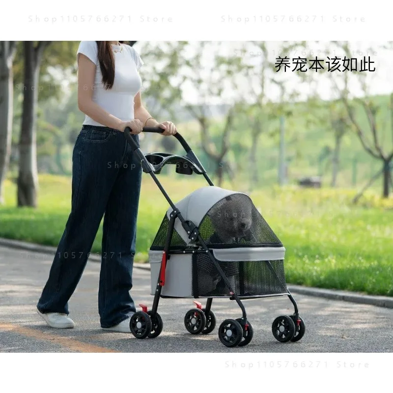Lightweight Pet Stroller for Cats & Dogs - Foldable Dog Cat Carrier for  Puppies