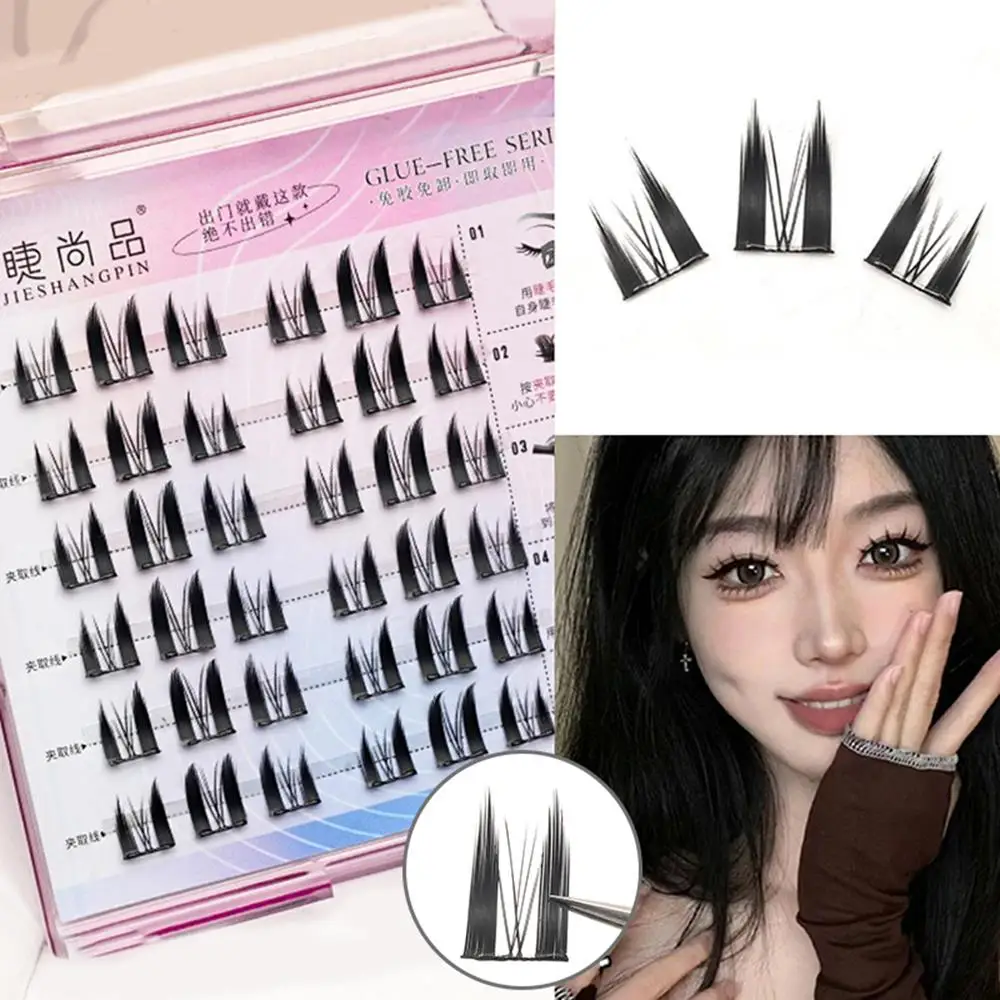 Cílios sem cola, enxerto de cílios segmentados, extensão de cílios autoadesivos, item de ondulação fofa, faça você mesmo, uso diário, grupos de cílios