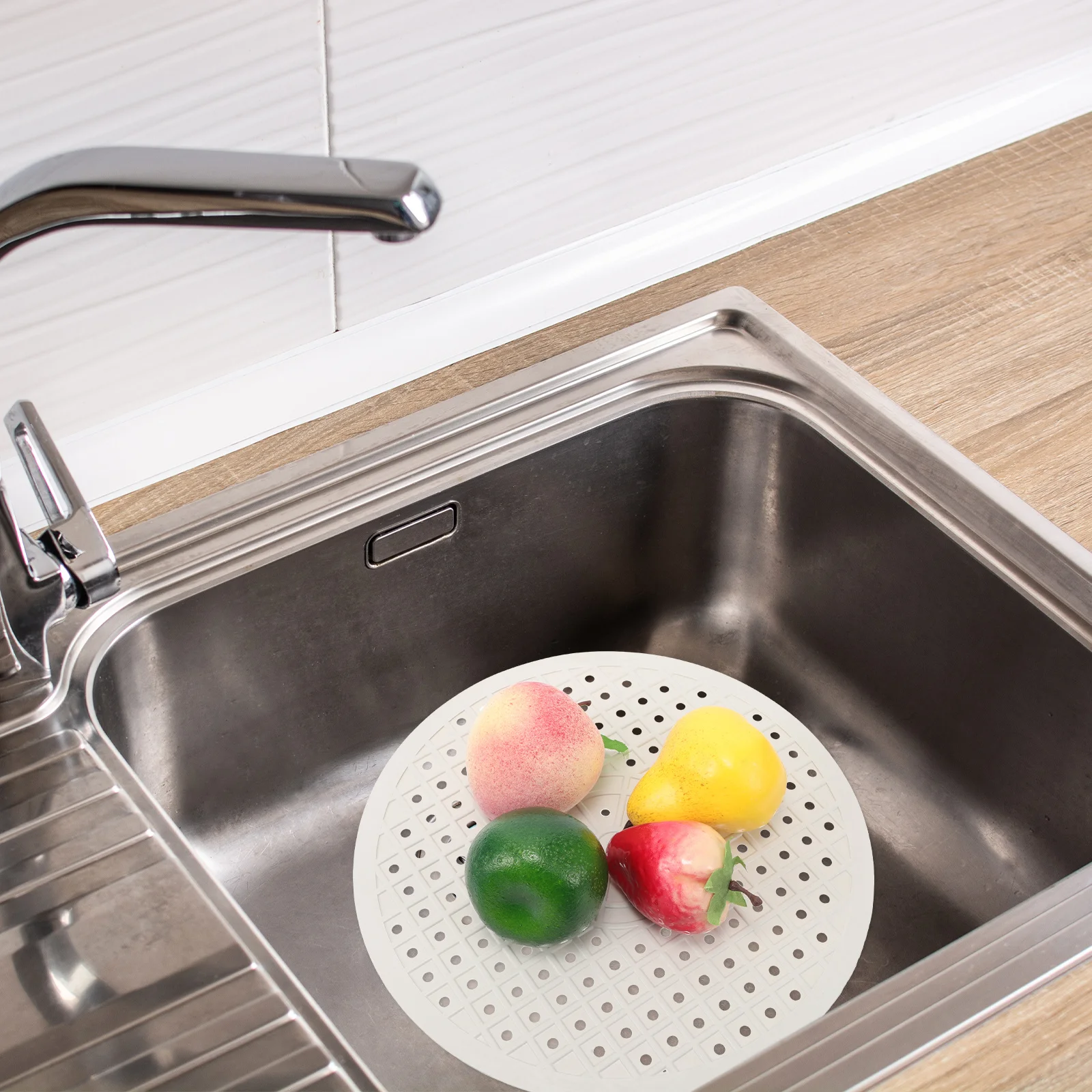 

Multifunctional Round Dish Drying Kitchen Protector Rubber Drain Pad Anti-Slip Cuttable Size Lightweight Convenient Sink