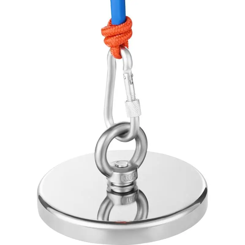 

Magnetic Fishing Kit (Orange) 590 kg one-sided pulling force, rare earth neodymium magnet fishing set including grappling hook, heavy-duty rope, gloves (blue), eye screw, adhesive