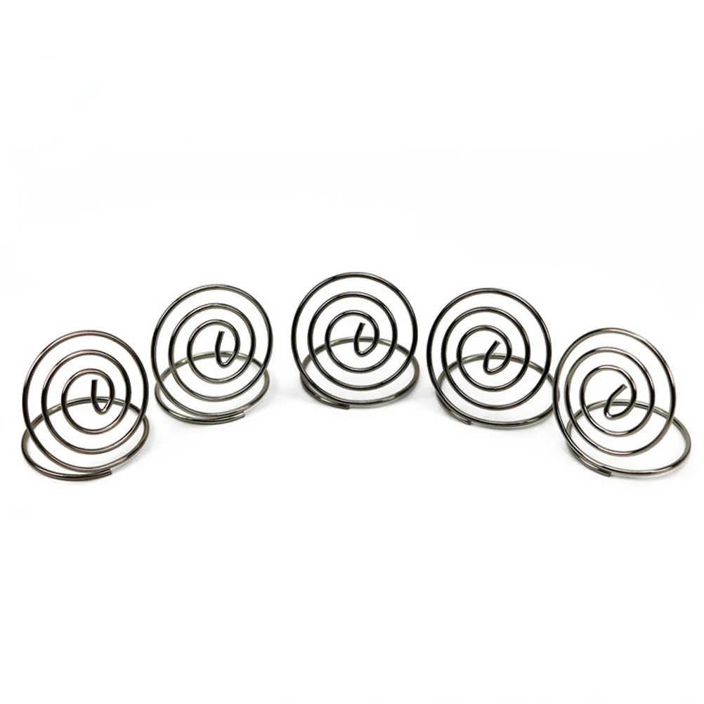 10 pcs Desktop Memo Clips Silver Spiral Base Heart Shape Holder For Table Number Menu Photo Paper Card Holders Office Wedding