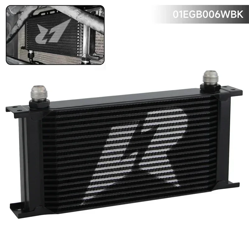 LR 19 Row Mocal Style Stacked Plate Aluminum Oil Cooler AN10 248MM Universal Racing Engine Transmission Cooling Black/Silver