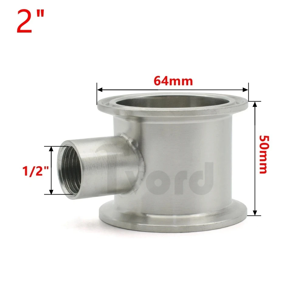 1.5 "2" OD 50.5 64mm 304 Stainless Steel Three Clip Reflux Column, NPT Female Thread 1/2 "distillation Reflux Tower, Length 50mm