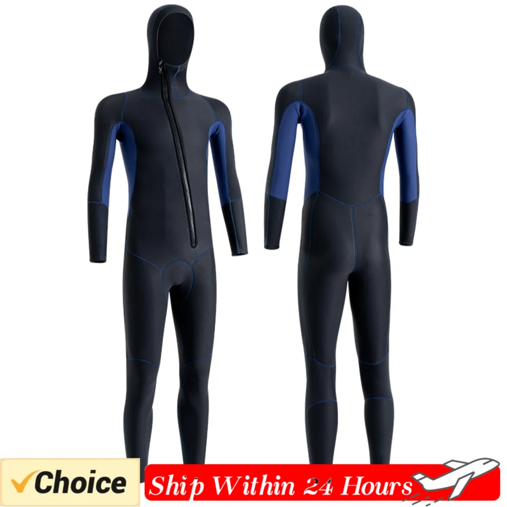 Wetsuit 3mm Neoprene Unisex Long Sleeve Fission Hooded Neoprene Submersible For Men Keep Warm Scuba Diving Suit Swimwear