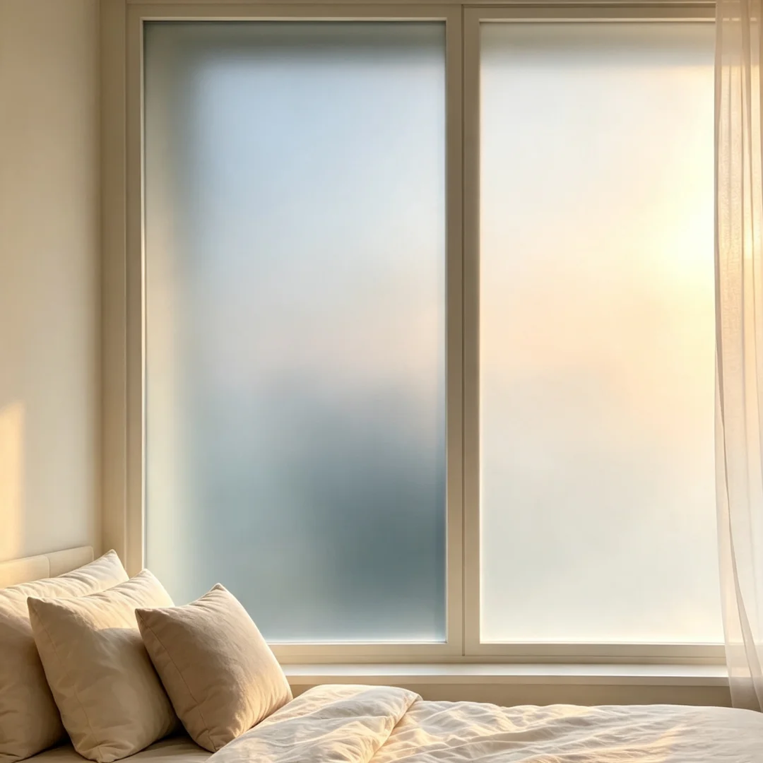 Self‑Adhesive Gradient Frosted Window Film Privacy Glass Sticker Anti‑UV Light Softening Decorative Window Film for Bedroom Bath