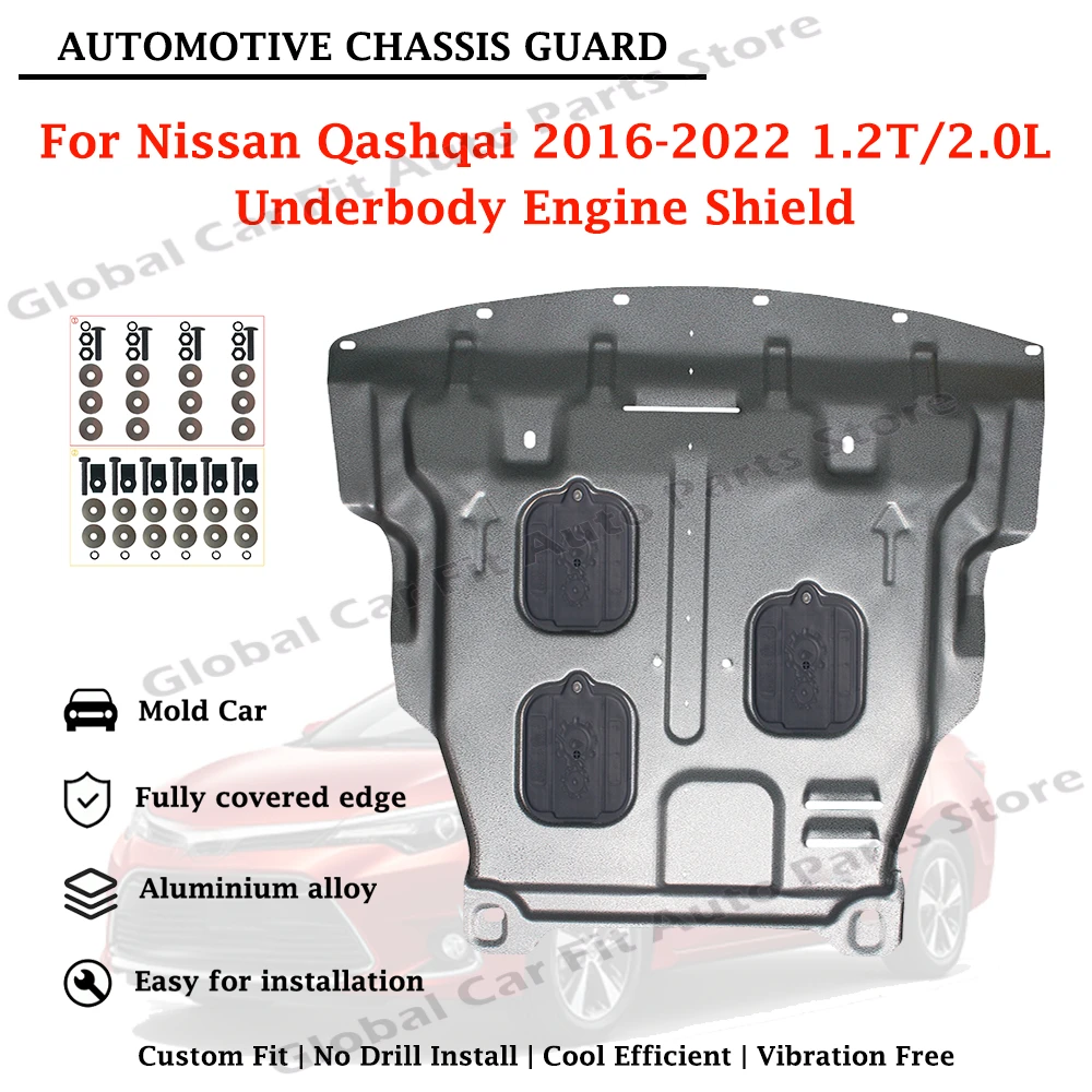 Custom Fit Engine Skid Plate Engine Shield For Nissan Qashqai 2016-2022 1.2T 2.0L No Drilling Chassis Bottom Protection Guard