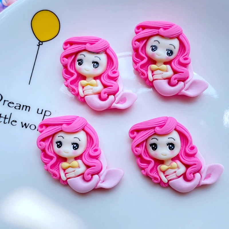 10Pcs New Cute The Mermaid Princess Flat Back Resin Cabochons Scrapbooking DIY Jewelry Craft Decoration Accessorie